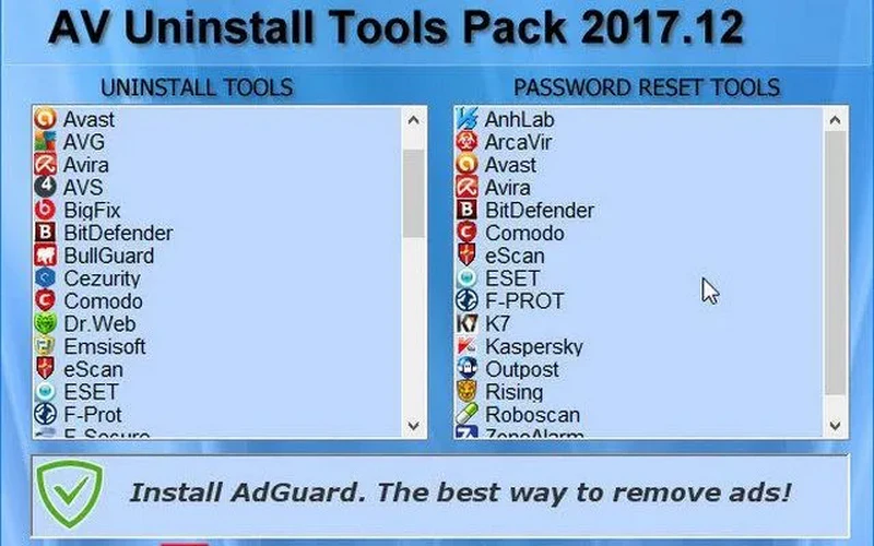 Pack de herramientas AV Uninstall para desinstalar antivirus